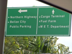 Street sign to Belize City Downtown